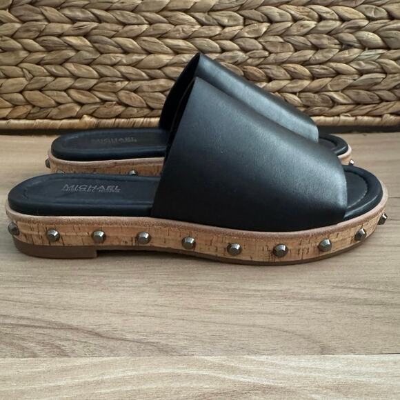 Michael Kors Ellen Studded black Leather Slide Sandal - Picture 7 of 10